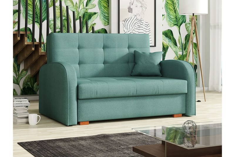 Bensbyn 2-sits Längsbäddad Bäddsoffa 112x196 cm med Förvaring i Tyg - Blå|Grön - Möbler - Soffa - Bäddsoffa