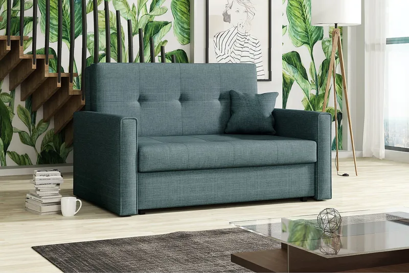 Bensbyn 2-sits Längsbäddad Bäddsoffa 112x196 cm med Förvaring i Tyg - Grön - Möbler - Soffa - Bäddsoffa