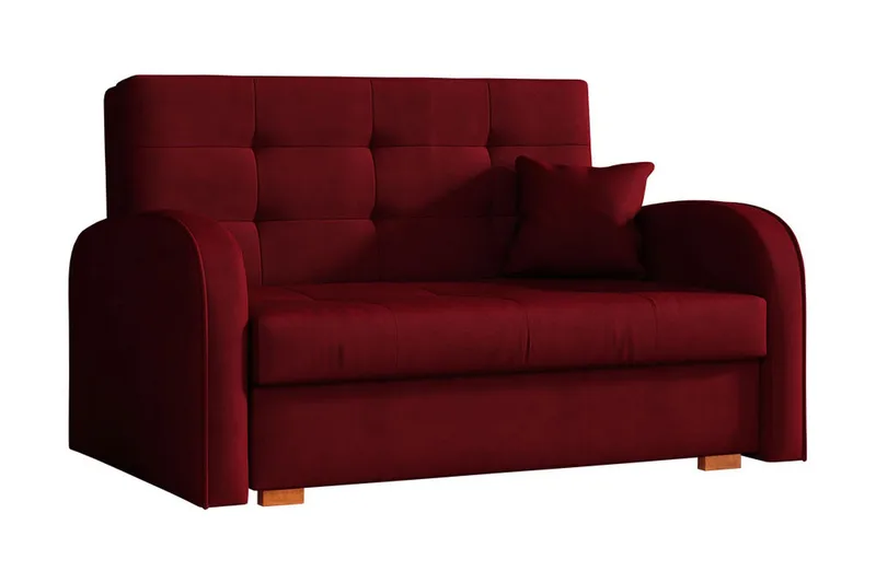 Bensbyn 2-sits Längsbäddad Bäddsoffa 112x196 cm med Förvaring i Tyg, Röd