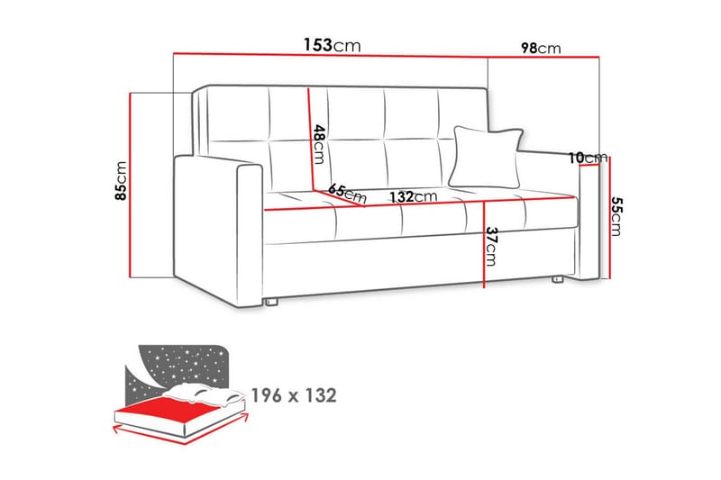 Bensbyn 2-sits Snygg Bäddsoffa i Tyg med Förvaring - Grön - Möbler - Soffa - Bäddsoffa