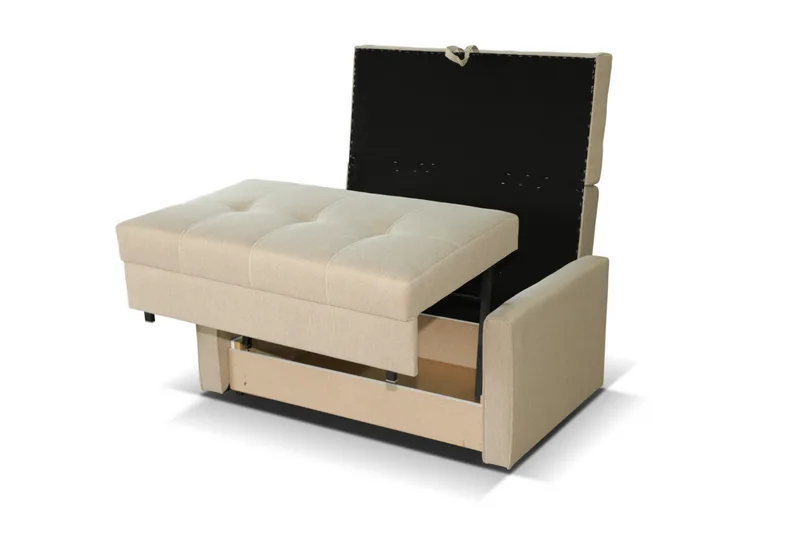 Bensbyn 2-sits Utdragbar Bäddsoffa 112x196 cm med Förvaring i Tyg - Grå - Möbler - Soffa - Bäddsoffa