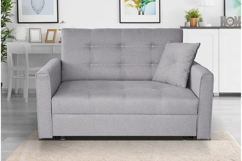Bensbyn 2-sits Utdragbar Bäddsoffa 112x196 cm med Förvaring i Tyg - Grå - Möbler - Soffa - Bäddsoffa