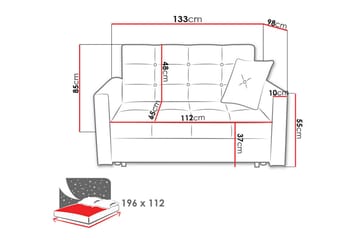 Bensbyn 2-sits Utdragbar Bäddsoffa 112x196 cm med Förvaring i Tyg - Grå - Möbler - Soffa - Bäddsoffa