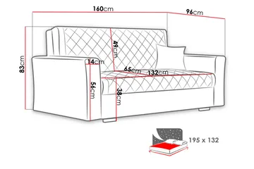 Bensbyn 3-sits Bäddsoffa 132x196 cm Bäddbar Rutmönstrad i Tyg - Svart - Möbler - Soffa - Bäddsoffa