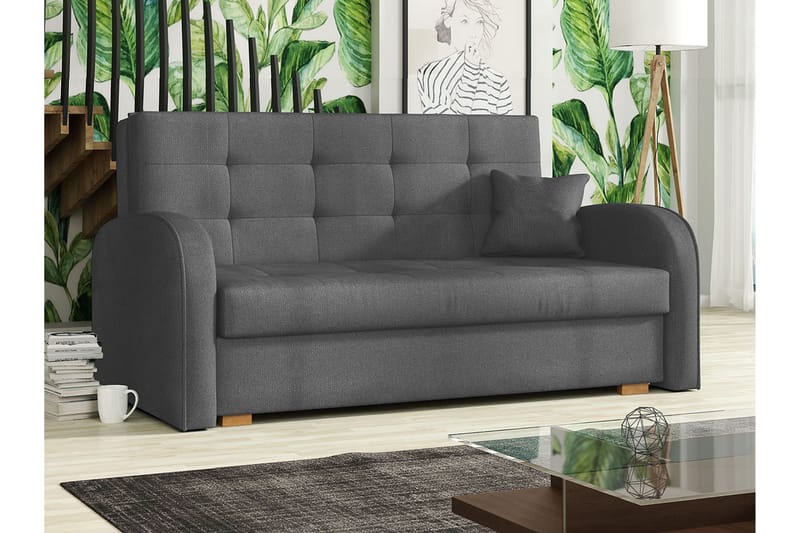 Bensbyn Bäddsoffa 153x98x85 cm - Mörkgrå - Bäddsoffa - Bäddsoffa 2 sits - Sammetssoffa