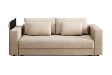 Bergen Extra djup 3-sits Bäddsoffa med Bäddmadrass i Memoryskum och Tvättbar klädsel - Beige - Möbler - Soffa - Bäddsoffa