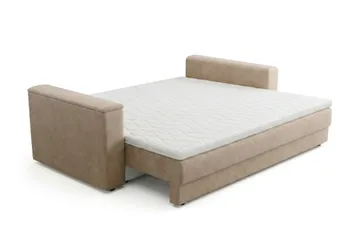 Bergen Extra djup 3-sits Bäddsoffa med Bäddmadrass i Memoryskum och Tvättbar klädsel - Beige - Möbler - Soffa - Bäddsoffa