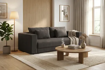 Bergen Extra djup 3-sits Bäddsoffa med Bäddmadrass i Memoryskum och Tvättbar klädsel - Taupe - Möbler - Soffa - Bäddsoffa