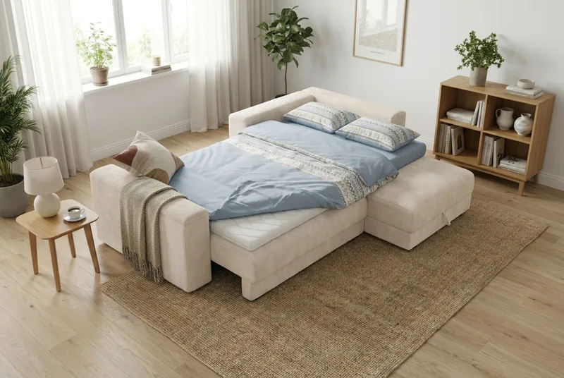 Bergen Extra djup 3-sits Bäddsoffa med Divan och Bäddmadrass i Latex och Tvättbar klädsel - Beige - Möbler - Soffa - Bäddsoffa - Bäddsoffa divan