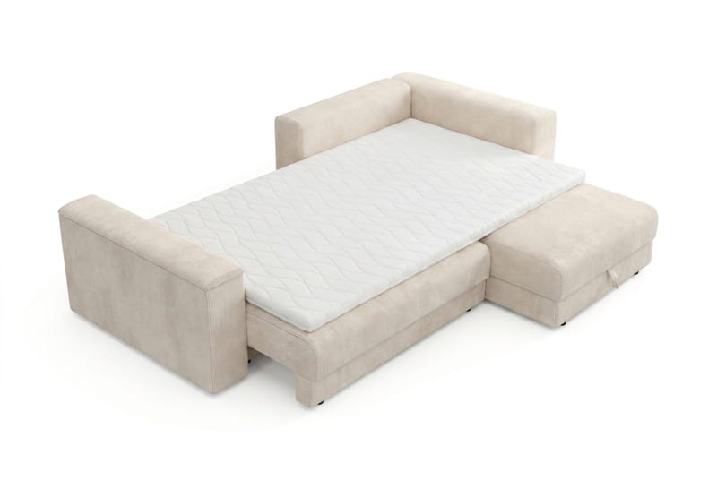 Bergen Extra djup 3-sits Bäddsoffa med Divan och Bäddmadrass i Latex och Tvättbar klädsel - Beige - Möbler - Soffa - Bäddsoffa - Bäddsoffa divan