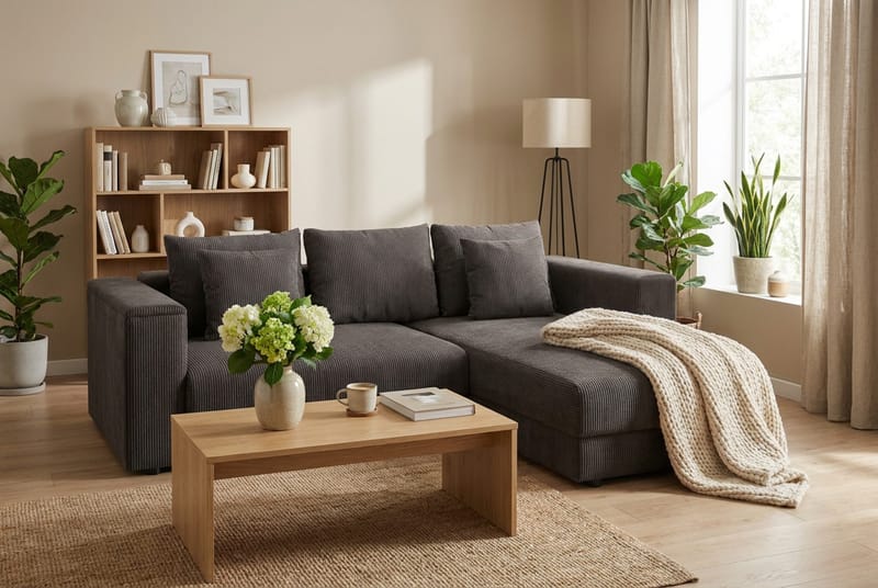 Bergen Extra djup 3-sits Bäddsoffa med Divan och Bäddmadrass i Latex och Tvättbar klädsel - Brun Manchester - Möbler - Soffa - Bäddsoffa - Bäddsoffa divan