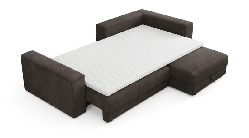 Bergen Extra djup 3-sits Bäddsoffa med Divan och Bäddmadrass i Latex och Tvättbar klädsel - Brun Manchester - Möbler - Soffa - Bäddsoffa - Bäddsoffa divan