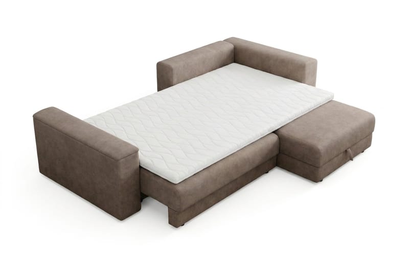 Bergen Extra djup 3-sits Bäddsoffa med Divan och Bäddmadrass i Memoryskum och Tvättbar klädsel - Beige Tyg - Möbler - Soffa - Bäddsoffa - Bäddsoffa divan