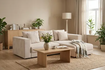 Bergen Extra djup 3-sits Bäddsoffa med Divan och Bäddmadrass i Memoryskum och Tvättbar klädsel - Beige - Möbler - Soffa - Bäddsoffa