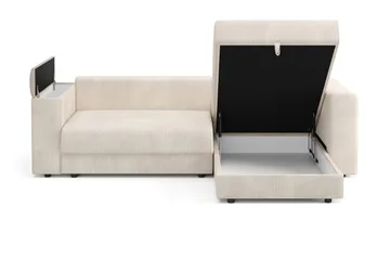 Bergen Extra djup 3-sits Bäddsoffa med Divan och Bäddmadrass i Memoryskum och Tvättbar klädsel - Beige - Möbler - Soffa - Bäddsoffa