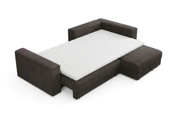 Bergen Extra djup 3-sits Bäddsoffa med Divan och Bäddmadrass i Polyesterskum och Tvättbar klädsel - Taupe - Möbler - Soffa - Bäddsoffa