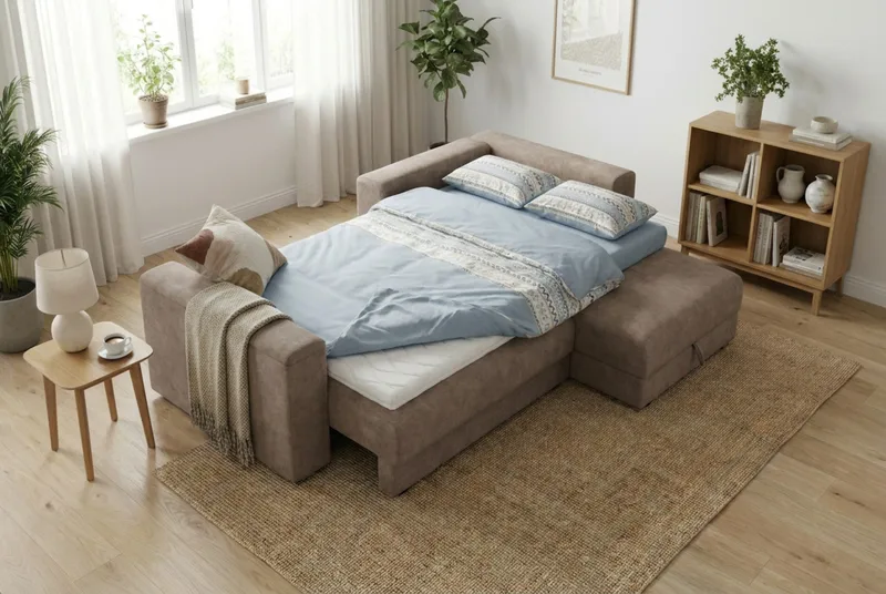 Bergen Extra djup 3-sits Bäddsoffa med Divan och Bäddmadrass i Polyesterskum och Tvättbar klädsel - Beige Tyg - Möbler - Soffa - Bäddsoffa - Bäddsoffa divan