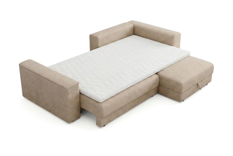 Bergen Extra djup 3-sits Bäddsoffa med Divan och Bäddmadrass i Polyesterskum Vändbar Sommar- & Vintersida och Tvättbar klädsel - Beige - Möbler - Soffa - Bäddsoffa - Bäddsoffa divan