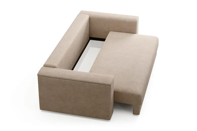 Bergen Extra Djup 3-sits Bäddsoffa med förvaring - Beige - Möbler - Soffa - Bäddsoffa