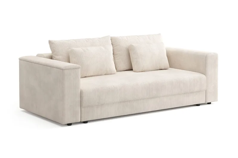 Bergen Extra Djup 3-sits Bäddsoffa med förvaring i manchester - Beige - Möbler - Soffa - Bäddsoffa