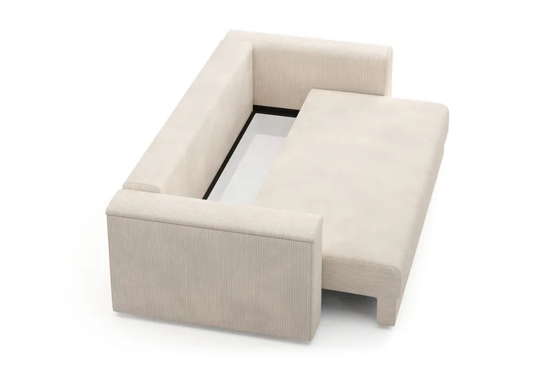 Bergen Extra Djup 3-sits Bäddsoffa med förvaring i manchester - Beige - Möbler - Soffa - Bäddsoffa