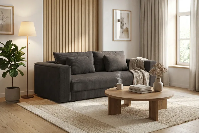 Bergen Extra Djup 3-sits Bäddsoffa med förvaring i manchester - Brun - Möbler - Soffa - Bäddsoffa