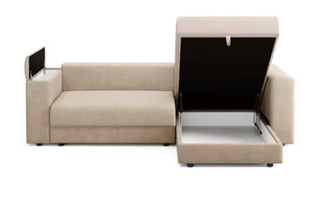 Bergen Extra Djup 3-sits Bäddsoffa med vändbar divan och förvaring - Beige - Möbler - Soffa - Bäddsoffa