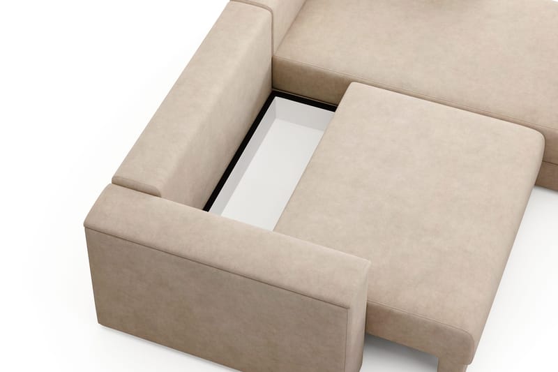 Bergen Extra Djup 3-sits Bäddsoffa med vändbar divan och förvaring - Beige - Möbler - Soffa - Bäddsoffa