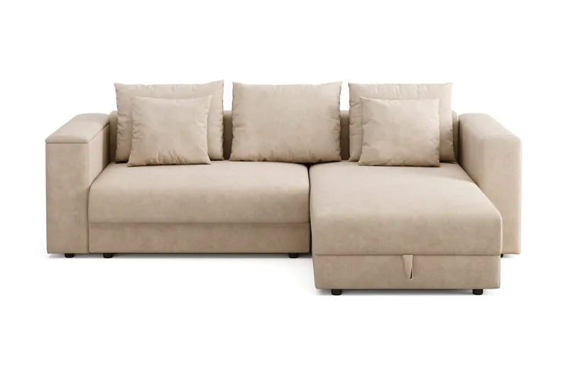 Bergen Extra Djup 3-sits Bäddsoffa med vändbar divan och förvaring, Beige