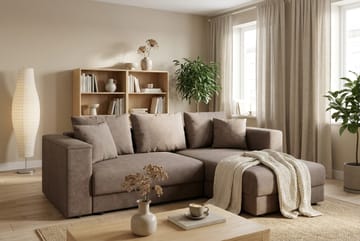 Bergen Extra Djup 3-sits Bäddsoffa med vändbar divan och förvaring - Brun - Möbler - Soffa - Bäddsoffa