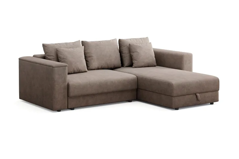Bergen Extra Djup 3-sits Bäddsoffa med vändbar divan och förvaring - Brun - Möbler - Soffa - Bäddsoffa