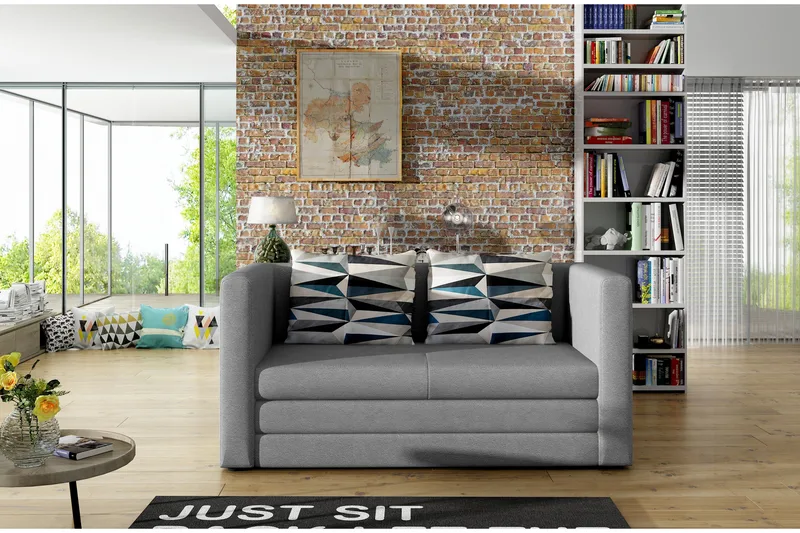 Bernueces 2-sits Rektangulär Framåtbäddad Bäddsoffa 110x210 cm i Tyg, Grå