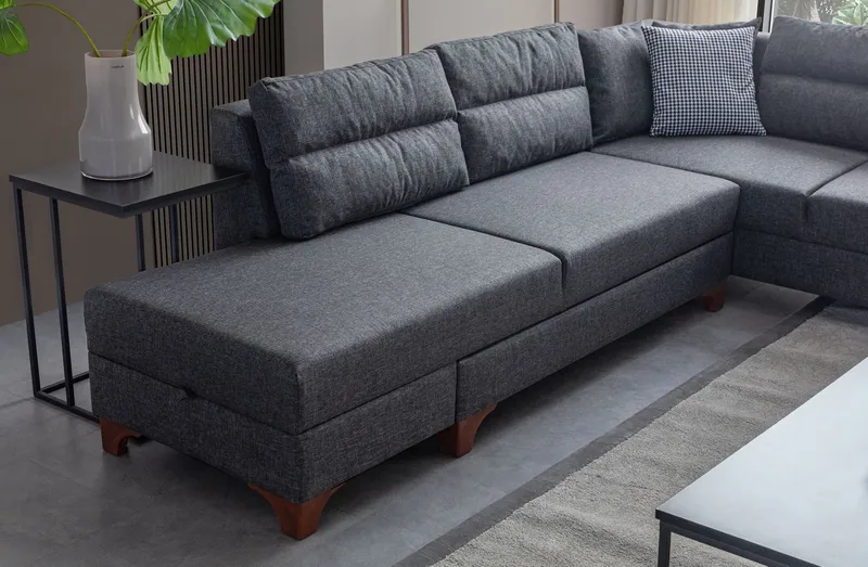 Bervik Hörnsoffa 230x90x150 cm - Antracit - Möbler - Soffa - Bäddsoffa - Hörnbäddsoffa