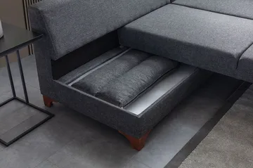 Bervik Hörnsoffa 230x90x150 cm - Antracit - Möbler - Soffa - Bäddsoffa - Hörnbäddsoffa