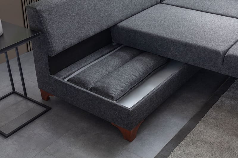 Bervik Hörnsoffa 230x90x150 cm - Antracit - Möbler - Soffa - Bäddsoffa - Hörnbäddsoffa
