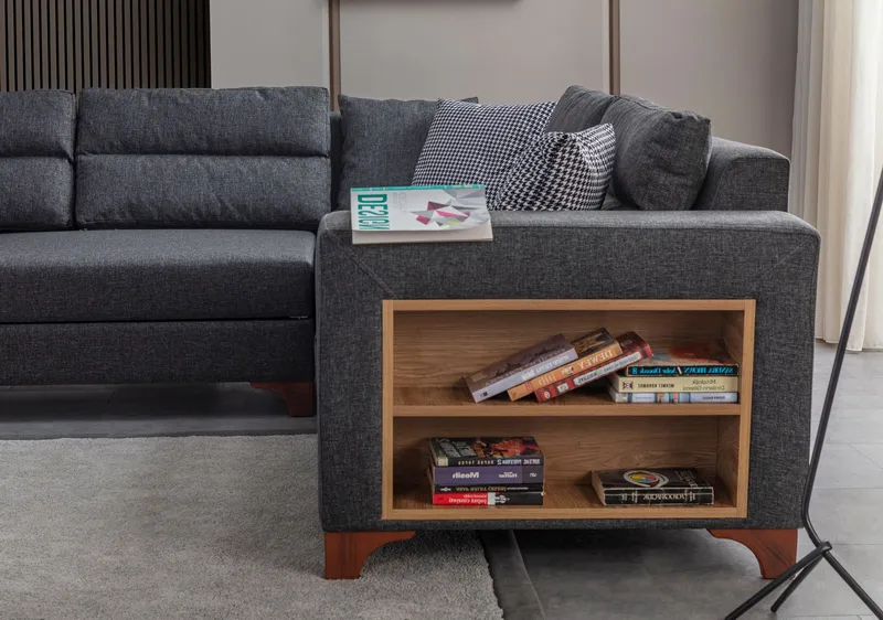 Bervik Hörnsoffa 230x90x150 cm - Antracit - Möbler - Soffa - Bäddsoffa - Hörnbäddsoffa