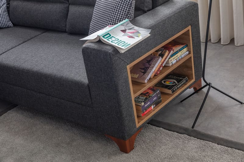Bervik Hörnsoffa 230x90x150 cm - Antracit - Möbler - Soffa - Bäddsoffa - Hörnbäddsoffa