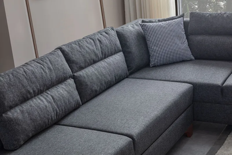 Bervik Hörnsoffa 230x90x150 cm - Antracit - Möbler - Soffa - Bäddsoffa - Hörnbäddsoffa