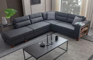 Bervik Hörnsoffa 230x90x150 cm - Antracit - Möbler - Soffa - Bäddsoffa - Hörnbäddsoffa