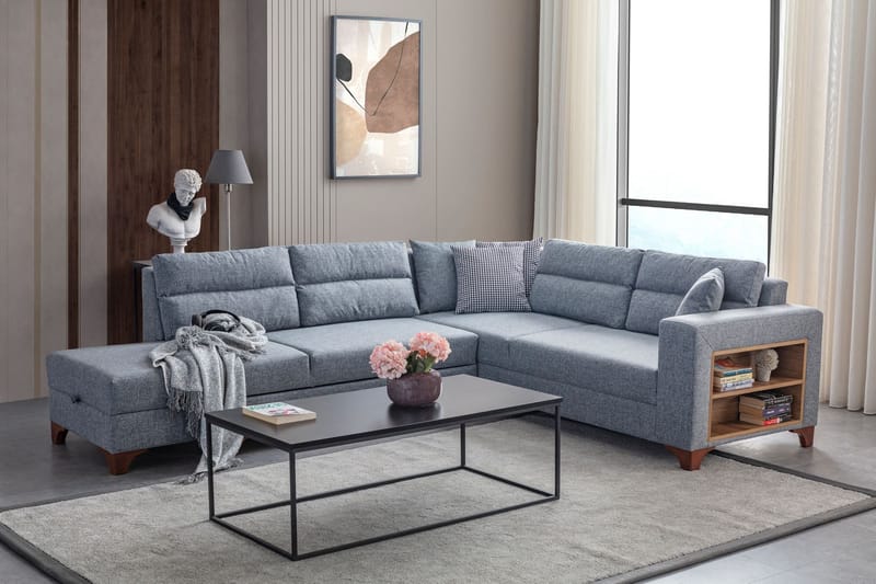 Bervik Hörnsoffa 230x90x150 cm - Grå - Möbler - Soffa - Bäddsoffa
