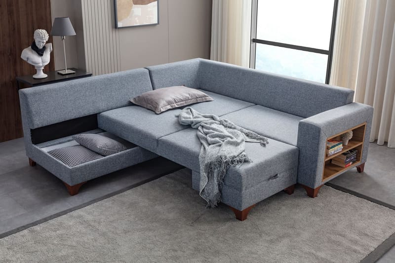 Bervik Hörnsoffa 230x90x150 cm - Grå - Möbler - Soffa - Bäddsoffa