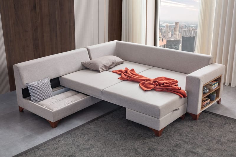 Bervik Hörnsoffa 230x90x150 cm - Kräm - Möbler - Soffa - Bäddsoffa