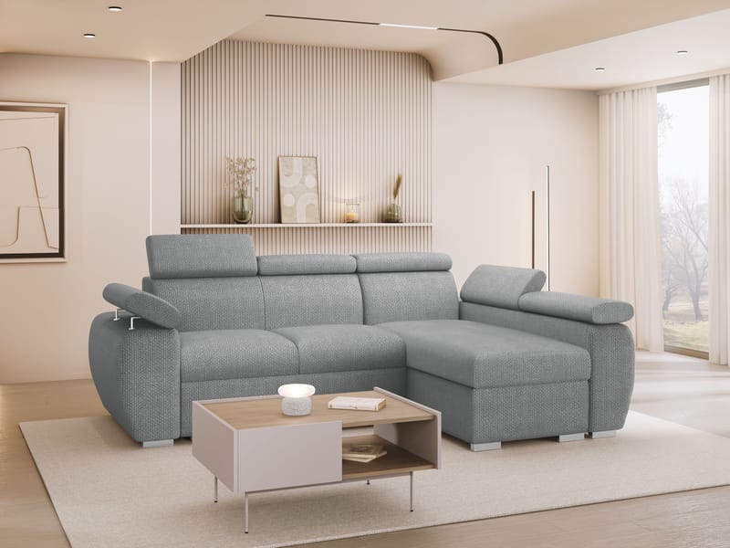 Binche 3-sits Bäddsoffa divan höger med förvaring - grå - Möbler - Soffa - Bäddsoffa