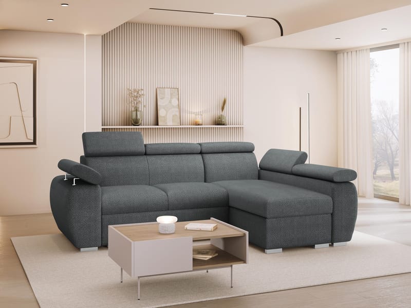 Binche 3-sits Bäddsoffa divan höger med förvaring - Mörkgrå - Möbler - Soffa - Bäddsoffa