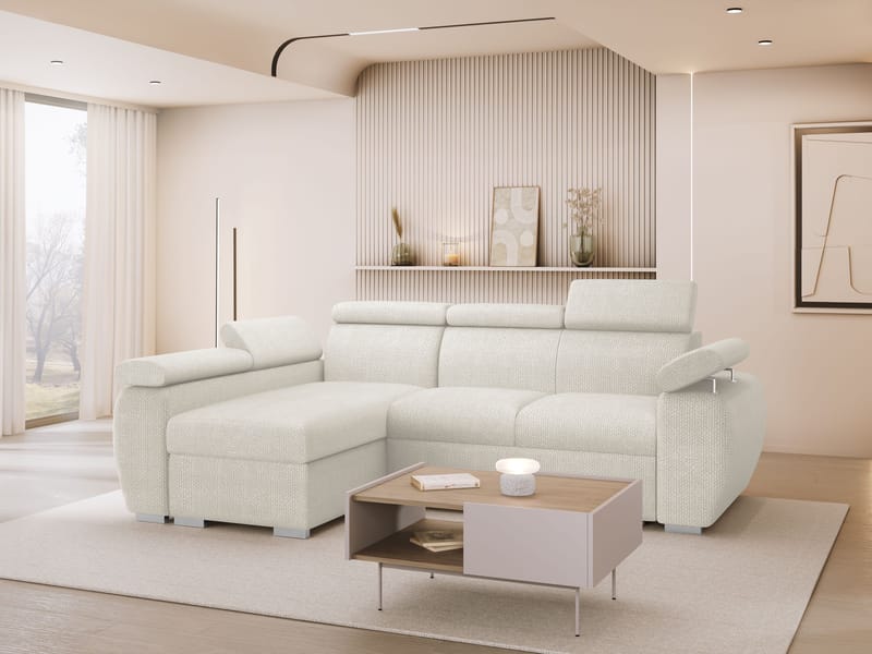 Binche 3-sits Bäddsoffa divan vänster med förvaring - beige - Möbler - Soffa - Bäddsoffa