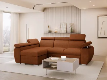 Binche 3-sits Bäddsoffa divan vänster med förvaring - brun - Möbler - Soffa - Bäddsoffa