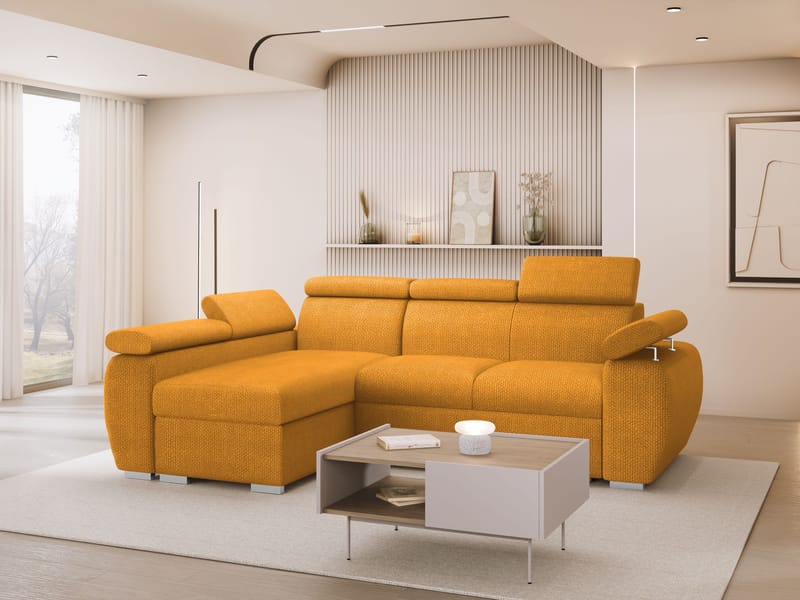 Binche 3-sits Bäddsoffa divan vänster med förvaring - gul - Möbler - Soffa - Bäddsoffa