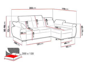 Binche 3-sits Bäddsoffa divan vänster med förvaring - gul - Möbler - Soffa - Bäddsoffa