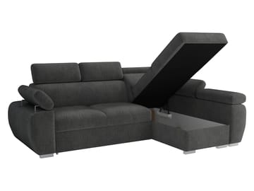 Binche 3-sits Bäddsoffa divan vänster med förvaring - Mörkgrå - Möbler - Soffa - Bäddsoffa