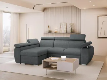Binche 3-sits Bäddsoffa divan vänster med förvaring - Mörkgrå - Möbler - Soffa - Bäddsoffa